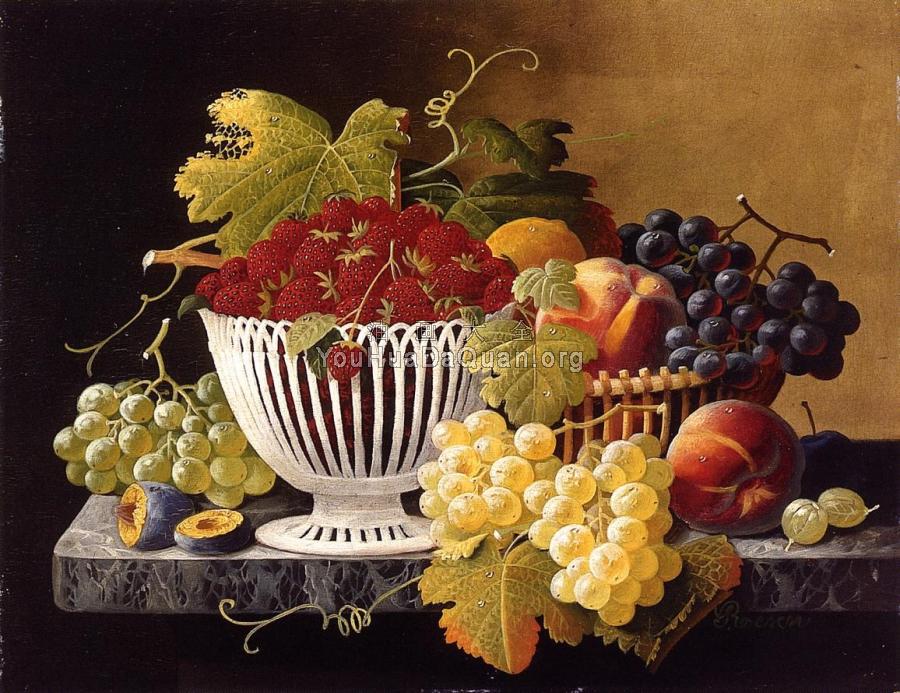 Still Life with Strawberry Basket - 塞维林·罗森